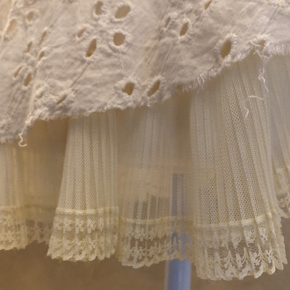 Free People ivory smocked eyelet tube top with ruffled peplin - Picture 2 of 7